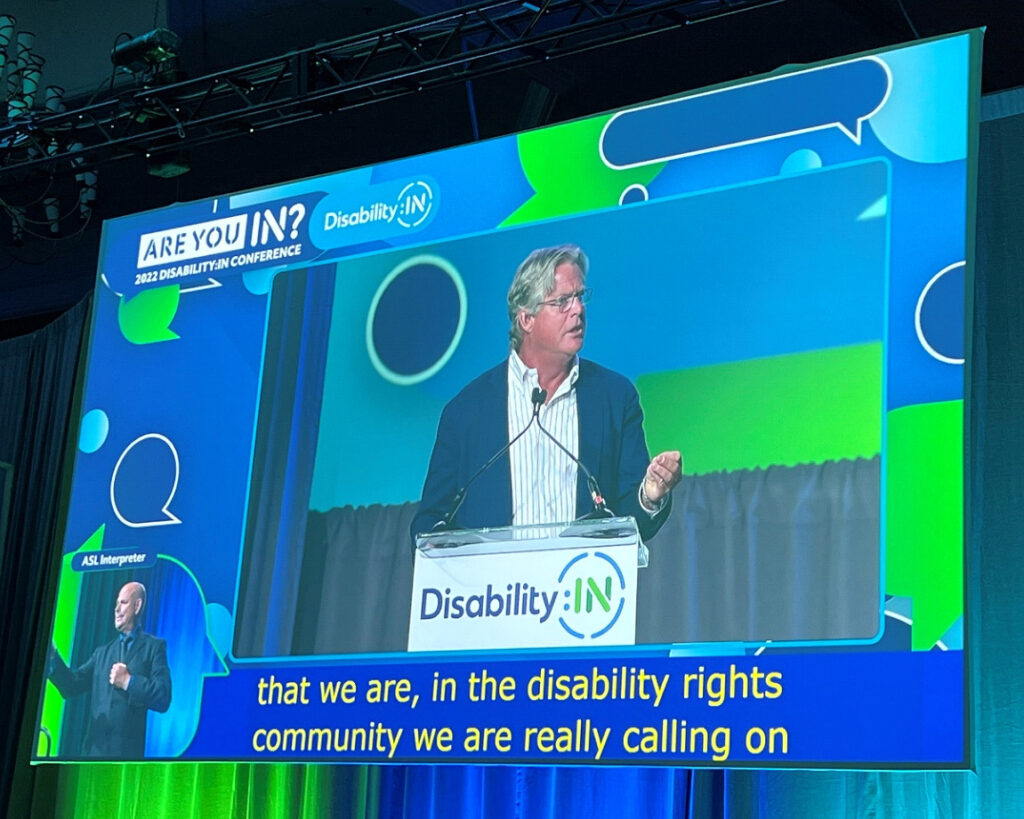 Screencast of Ted Kennedy, Jr. speaking at Disability:IN 2022